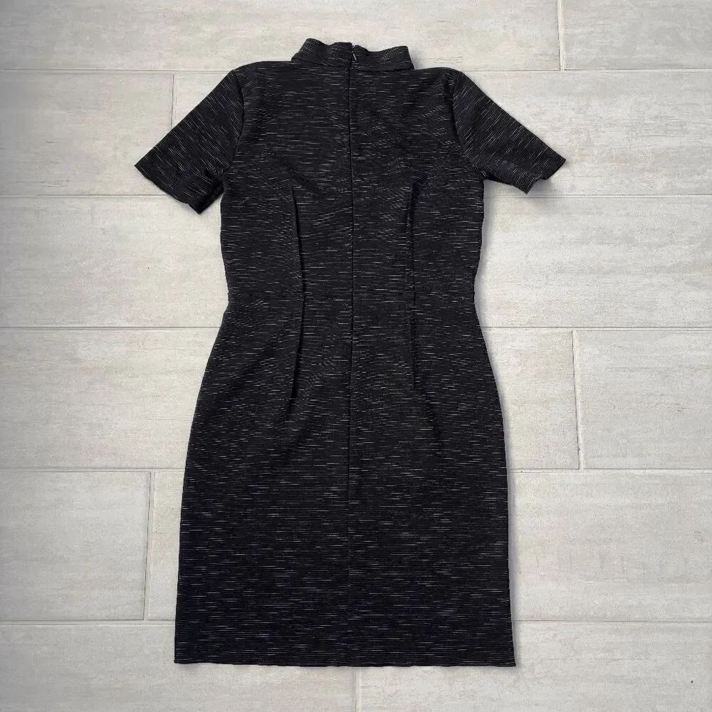 Ann Taylor Dress Sheath Midi Short Sleeve Dark Grey Size 2 Business Casual Work - Picture 2 of 7